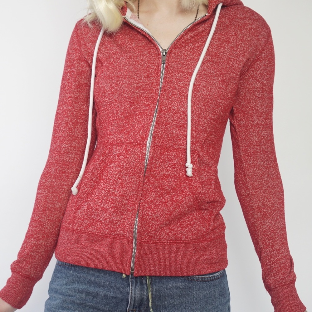 District red zip up hoodie
